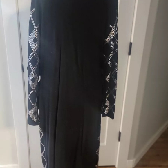 INC Black Sweater  Wrap Dress With Silver Sequined Diamond Dress L - Picture 5 of 5